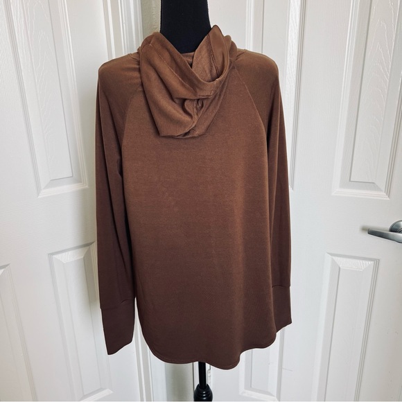 🍂 Athletic Works Brown Hooded Drawstring Hoodie Pullover Thumb Hole Sz M (8-10) - Picture 4 of 6